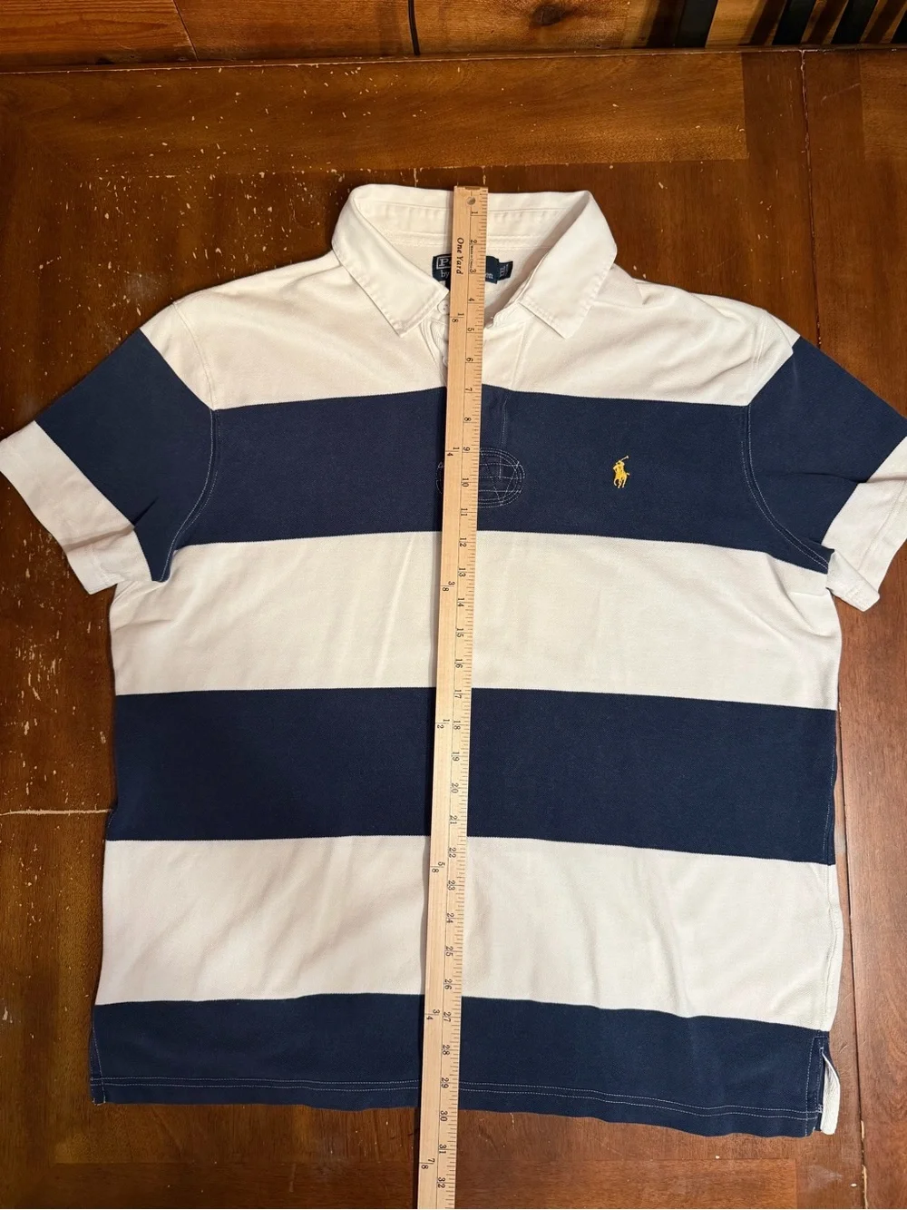 Polo Ralph Lauren Rugby Polo Shirt Men’s XL Custom Fit Navy White Stripe